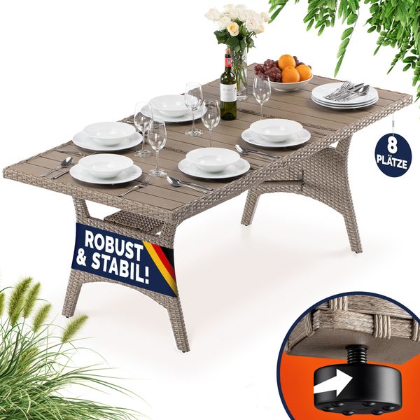 CASARIA® Polyrattan Gartentisch WPC 190x90x75cm creme