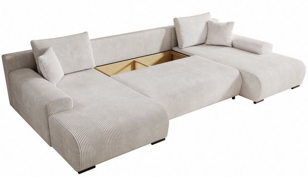 storez24 Ecksofa Ellen U, mit Bettkasten und Schlaffunktion, Cordstoff, U-Form, bequem Bild 3