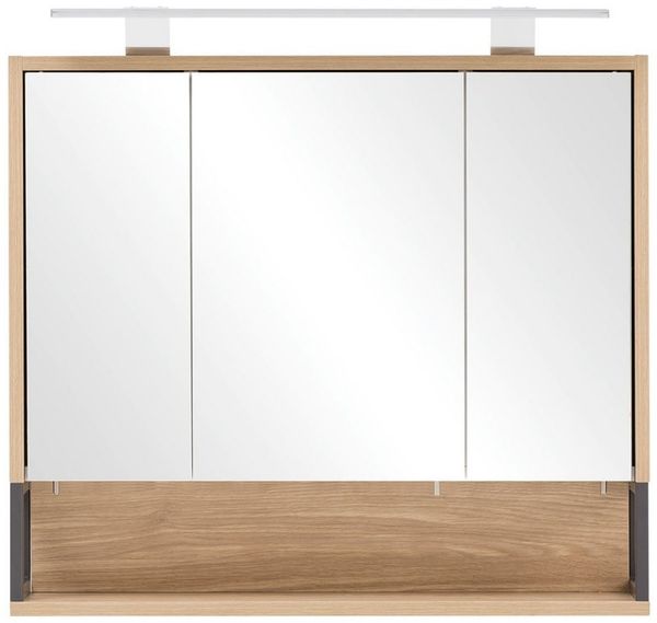 Lomadox Spiegelschrank LIMOGES mit Beleuchtung -80 in Eiche hell Nb, B/H/T: ca. 70/68/16 cm