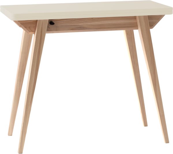 Ragaba Tischkonsole, MDF & Massives Eschenholz, 90 x 45 x 76 cm, Perl Weiß