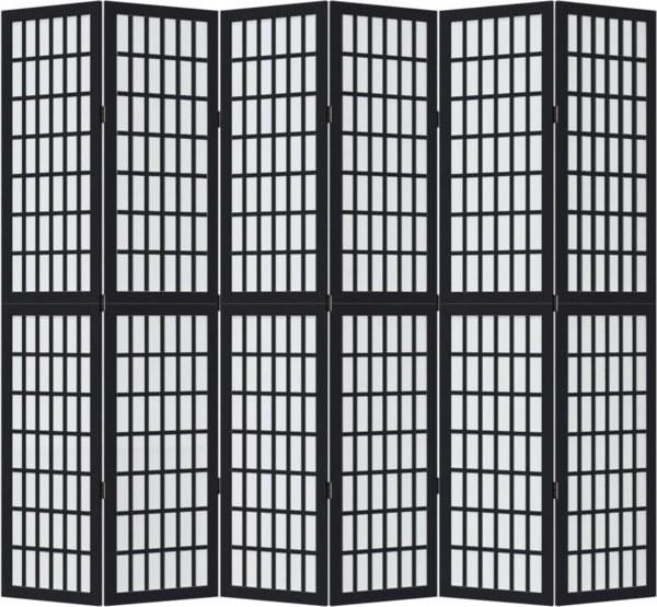 vidaXL 6-tlg. Paravent Schwarz Massivholz Paulownia 358779 Bild 3