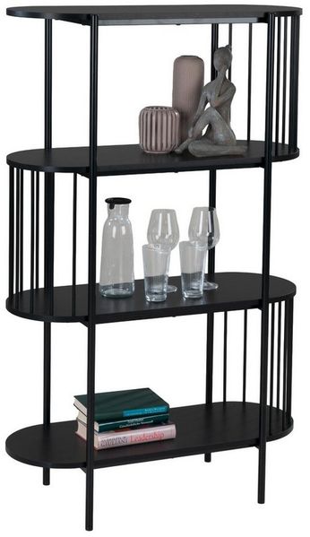 Bücherregal Adele / 300.001734, Holzwerkstoff, Stahl, Schwarz, 80 x 134 x 34 cm