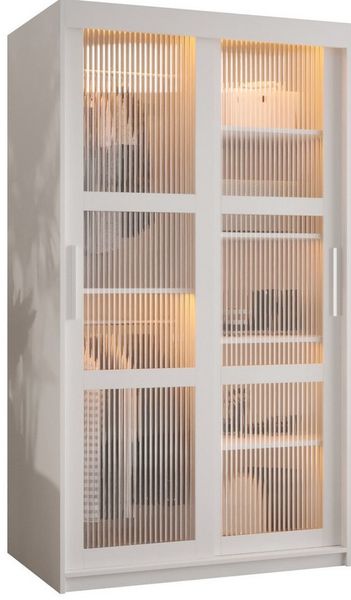 ABIKS MÖBEL Schwebetürenschrank FLUTES Schlafzimmerschrank - mit Schiebetüren, Kleiderstange, Regalen