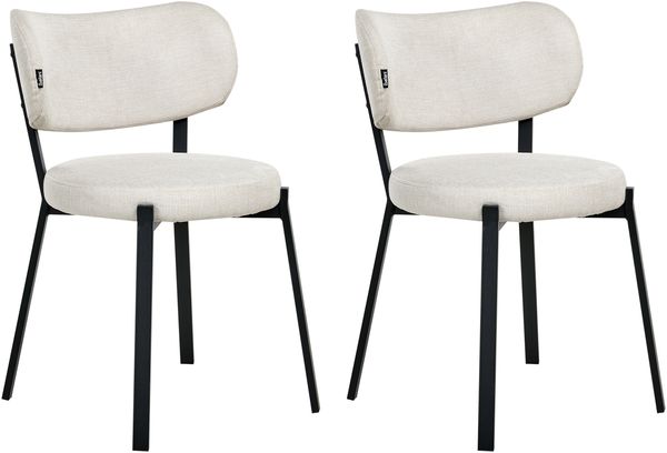 Esszimmerstuhl 2er Set BRONTE Stoff Hellbeige