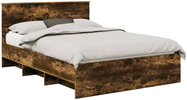 vidaXL Bettrahmen Geräucherte Eiche 150 x 200 cm Holzwerkstoff 3408841
