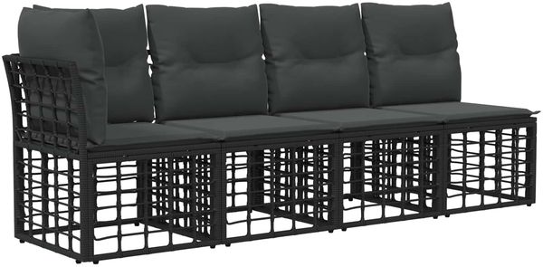 vidaXL 4-Sitzer Garten-Sofa mit linker Armlehne 4 pcs Schwarz 42026733