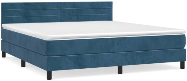 vidaXL Boxspringbett mit Matratze Dunkelblau 160x200 cm Samt 3141375