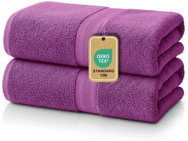 leevitex® Duschtücher 2er-Set, 70x140 cm, 100% Baumwolle, saugstark und fusselfrei, Frottee (Set, 2-St), OEKO-TEX® STANDARD 100 zertifiziert, gestreifte Bordüre