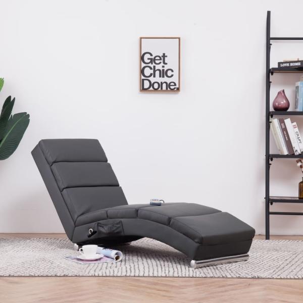 vidaXL Massage Chaiselongue Grau Kunstleder 281298