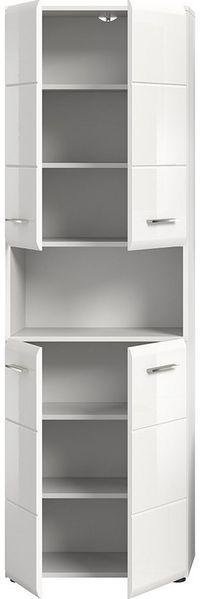 Lomadox Hochschrank IGGESUND-158 60 cm breit in weiß mit weiß Hochglanz