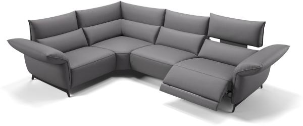 Sofanella Eckcouch CUNEO Ecksofa Ledersofa Eckgarnitur in Grau