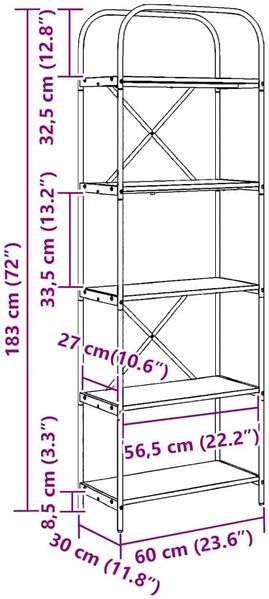 vidaXL Bücherregal Geräucherte Eiche 60 x 30 x 183 cm Holzwerkstoff 879853 Bild 12