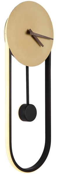 LED Wanduhr, Wandleuchte, Metall, Goldfarbe, H 58 cm