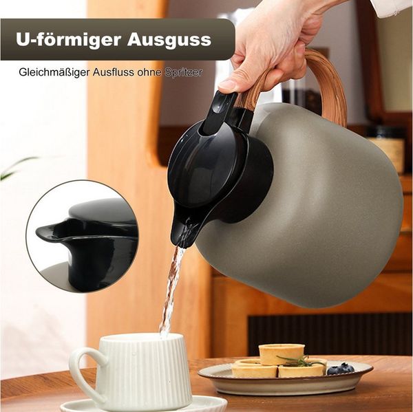 OSTWOLKE Isolierkanne 2L Thermoskanne Teekanne Edelstahl Doppelschicht 24h heiß & kalt, Quick Tip Verschluss, für Kaffee,Tee, Milch