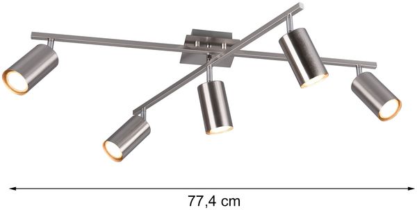 LED Deckenstrahler Silber 5-flammig, verstellbare Spots, Breite 77,5cm Bild 3