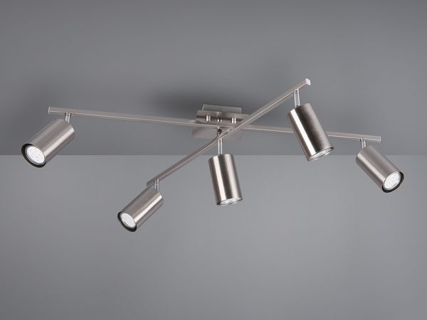 LED Deckenstrahler Silber 5-flammig, verstellbare Spots, Breite 77,5cm Bild 4