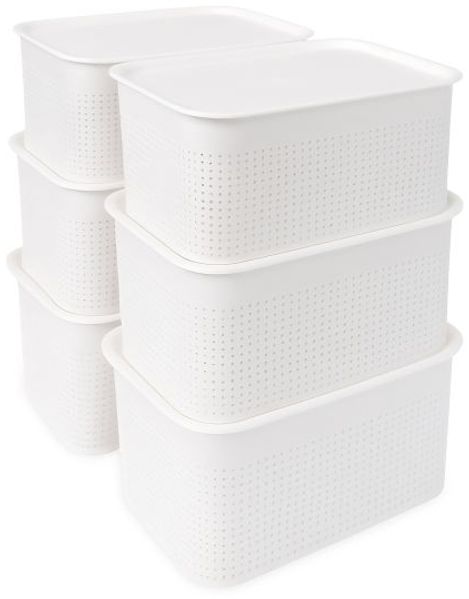 Relaxdays Aufbewahrungsbox mit Deckel 6er Set