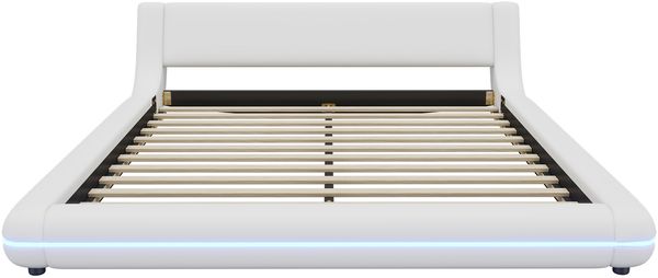 160*200cm Flachbett, Bodenbett, PU, LED-Umgebungslicht, weiß Bild 8