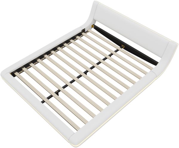 160*200cm Flachbett, Bodenbett, PU, LED-Umgebungslicht, weiß Bild 7