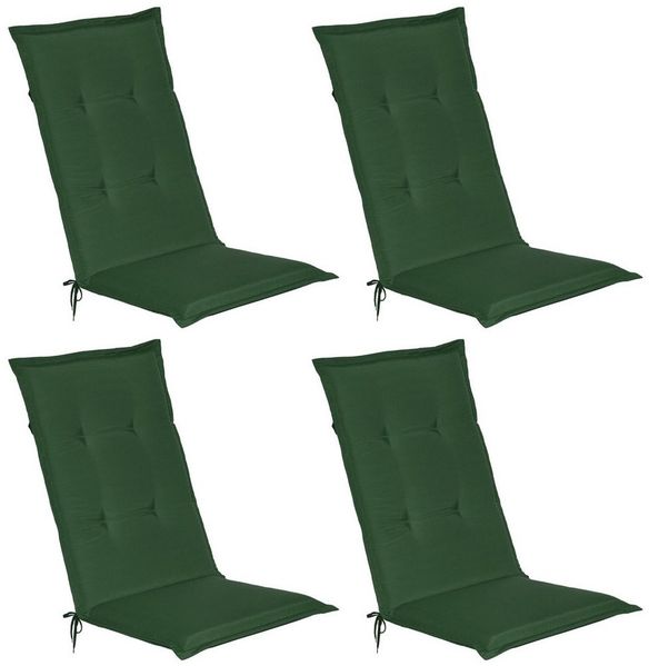 Beautissu 4er Set Hochlehner Auflagen Loft HL 120 x 50 x 6 cm dunkelgrün