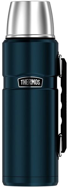 THERMOS STAINLESS KING Thermosflasche ice grey 1,20l - Edelstahl, absolut dicht, mit Trinkbecher und Griff, 24h heiß & 24h kalt, spülmaschinenfest, BPA-frei