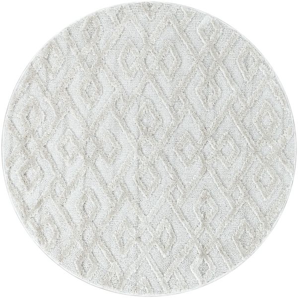 Hochflor Teppich Pepe rund - 160 cm Durchmesser - Creme