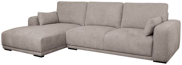 Ecksofa Fonora Taupe - Linke Recamiere, Federkern & Stoff-Bezug