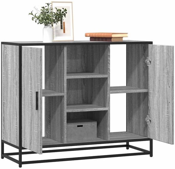 Sideboard, Kommode Grau Sonoma 92x35x76 cm Holzwerkstoff j1691p Bild 2