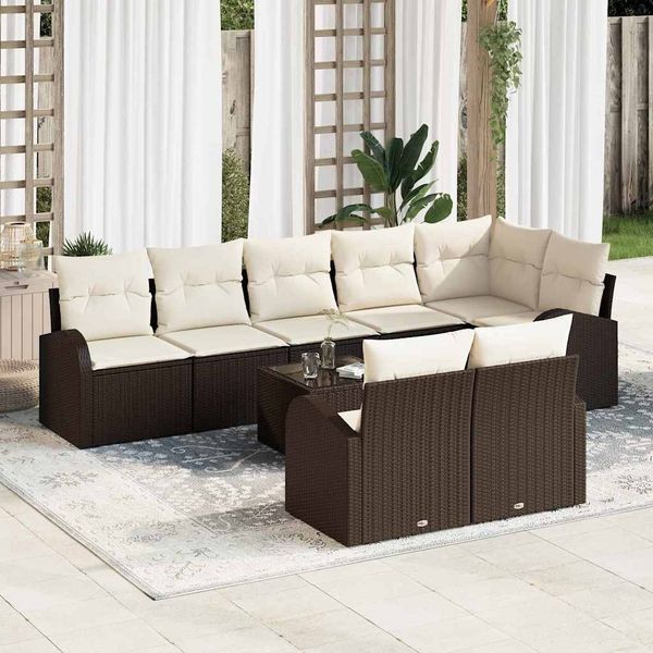 vidaXL Gartensofa-set Braun und Creme 55 x 55 x 37 cm Poly-Rattan 3346098