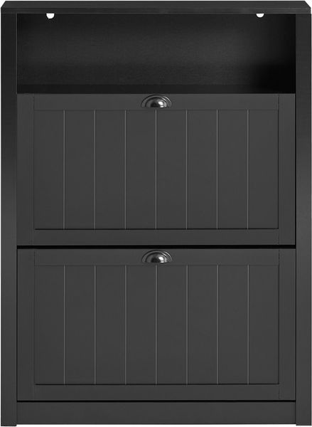 SoBuy FSR87-SCH Schuhschrank, MDF, Lackiert, Dunkelgrau, 80 x 110 x 24 cm