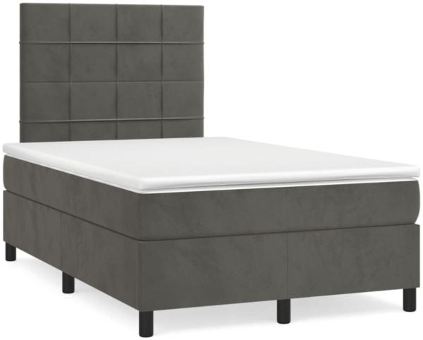 vidaXL Boxspringbett mit Matratze Dunkelgrau 120x190 cm Samt 3269996