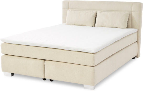 Jockenhöfer 'Romana Max' Boxspringbett, 160x200 cm, Chenille Hellbeige Bild 1