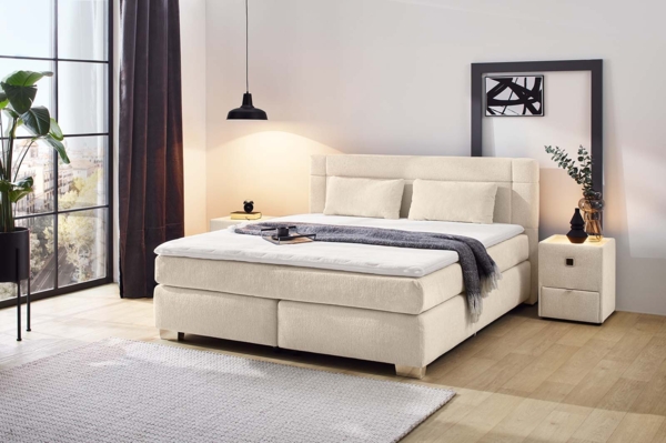 Jockenhöfer 'Romana Max' Boxspringbett, 160x200 cm, Chenille Hellbeige Bild 2