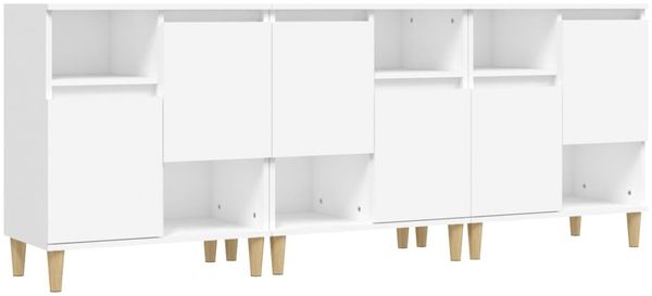 3 Stk. Sideboards, Kommoden Weiß 60x35x70 cm Holzwerkstoff j3703p