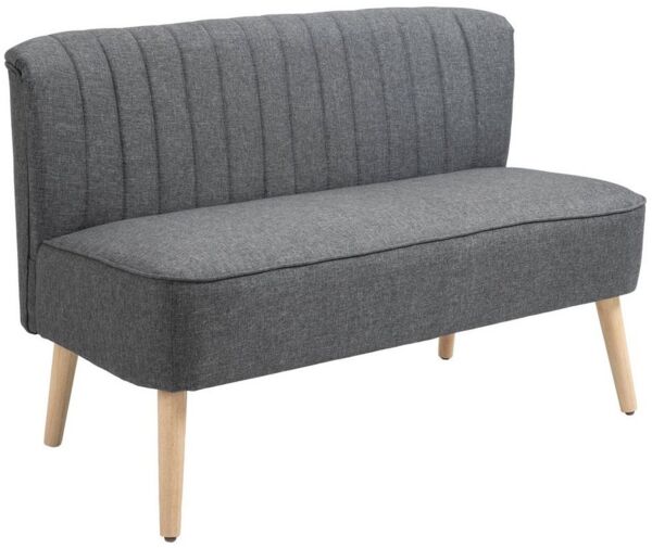 HOMCOM 2-Sitzer Stoffsofa Polstersofa Sitzmöbel Loungesofa Holz Schaumstoff Dunkelgrau 117 x 56,5 x 77 cm