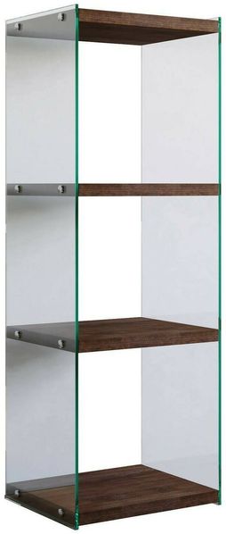 Dmora Bücherregal Zenobie, Büroregal, Mobiler Buchhalter, Bücherbrett, 40x35h120 cm, Nussbaum