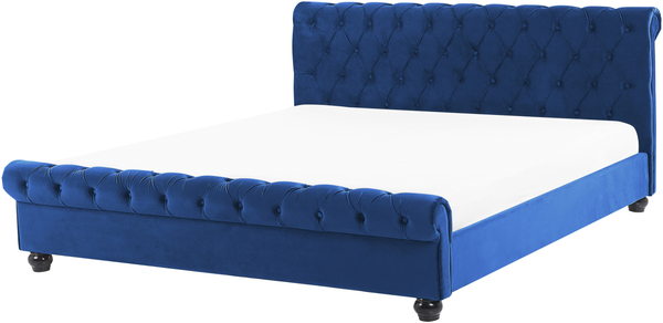 Bett Samtstoff blau Lattenrost 180x200 cm AVALLON