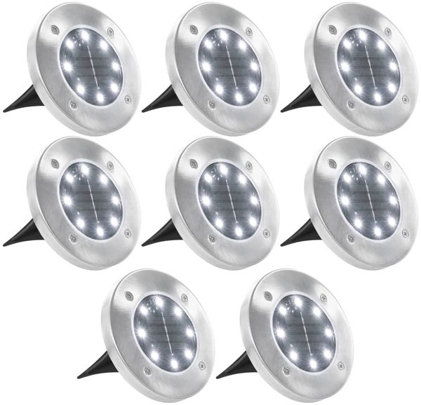 8 Stück Solar Bodenleuchten LED,8 LED Solarleuchten Garten Weiß