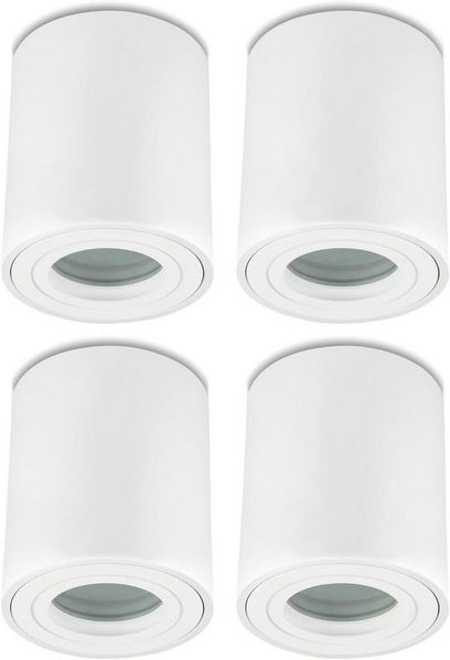 Sweet LED Aufbauleuchte 4er Set GU10 Alu Deckenspots IP44 Badezimmer weiß 230V, spritzwassergeschützt, ohne Leuchtmittel, Aufbaustrahler LED, Aufbauspot, Deckenstrahler