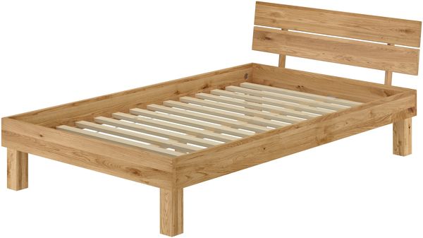 Holzbett Bettrahmen Einzelbett Eiche massiv geölt 120x200 wählbares Zubehör V-60.88-12Rollrost inkl.