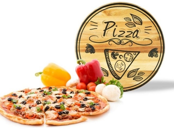 Pizzateller mit Pizza Motiv ø30cm drehbar Holzteller Drehplatte Käseteller Speiseteller Bild 2