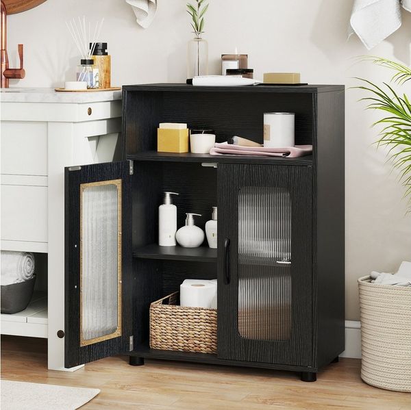 COSTWAY Badkommode, Badezimmerschrank mit Stauraum, Sideboard 60x30x83cm