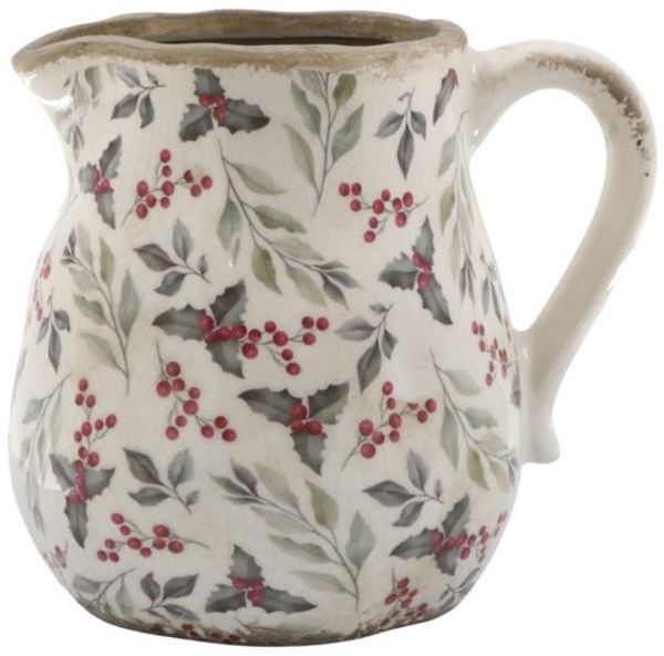 Chic Antique Kanne Chic Antique * Kanne mit Blättern und Beeren Motiv H15,5/L16/B13 cm, (1-St)