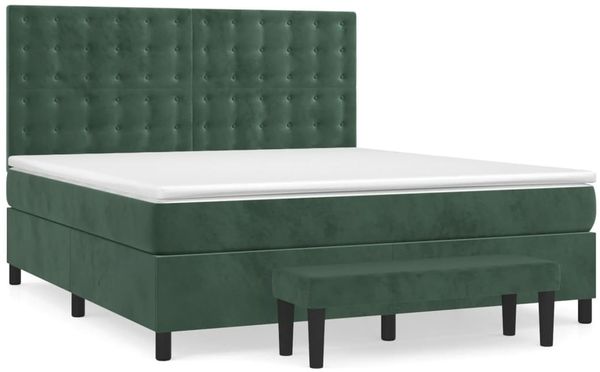 vidaXL Boxspringbett mit Matratze Dunkelgrün 180x200 cm Samt 3138100