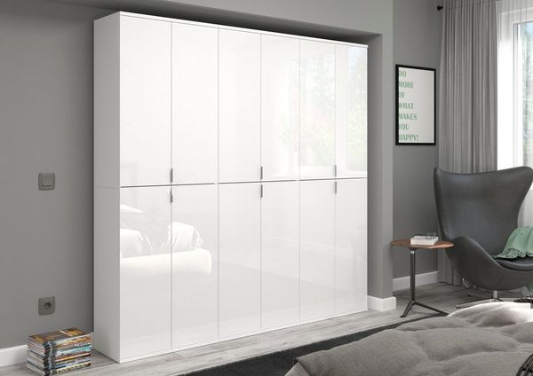 Home affaire Garderoben-Set Trondheim, Breite 183 cm, best. aus 3 Schränken, 12 Türen, 27 Fächer, (Set, 3-St), inkl. ausziehbarer Kleiderstange, Garderobenschrank, Kleiderschrank