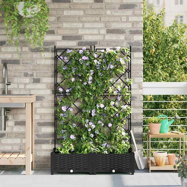 vidaXL Garten-Pflanzgefäß 2 Stk. Schwarz 80 x 40 x 125,5 cm PP 42002837