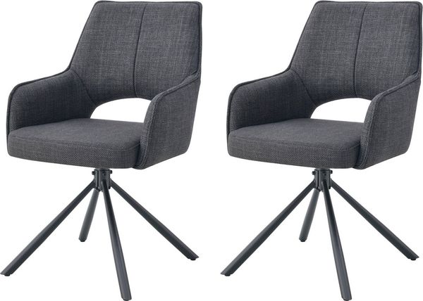 Home affaire Drehstuhl BELLEVILLE, 2er Set, mit Metallgestell in matt schwarz (Set, 2 St)