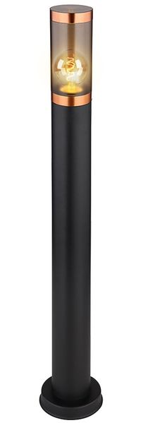 Stehleuchte, Edelstahl, schwarz, rauch, Kupfer, H 80 cm