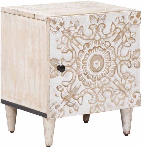 vidaXL Nachttisch Weiß 40 x 33,5 x 46 cm Massivholz Mango 4018364