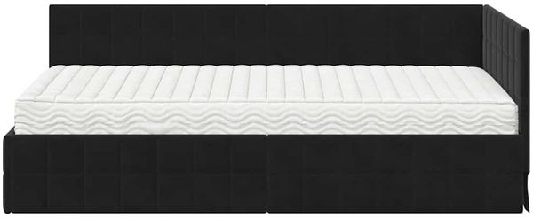 vidaXL Eckbettgestell mit Matratze mit Kopfteil 2 pcs Schwarz Samt 3393953 Bild 5